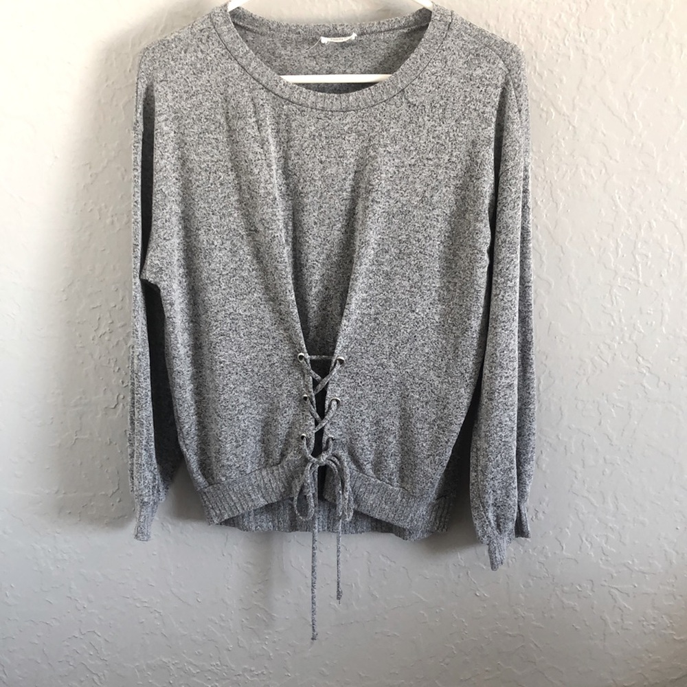 Trendy JS Gray Sweatshirt with Laceup